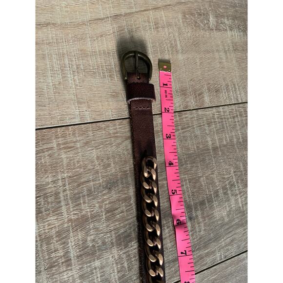 Banana Republic Brown Genuine Leather Belt Copper Chain Belt Size M C8 main image 5
